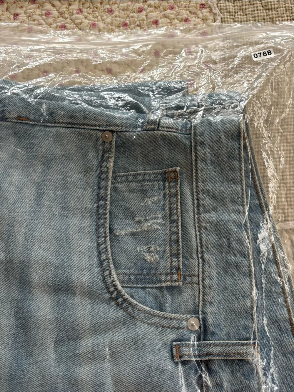Madewell Baggy Jean Shorts Blue Women's Washed Blue Denim Size 18W Distressed